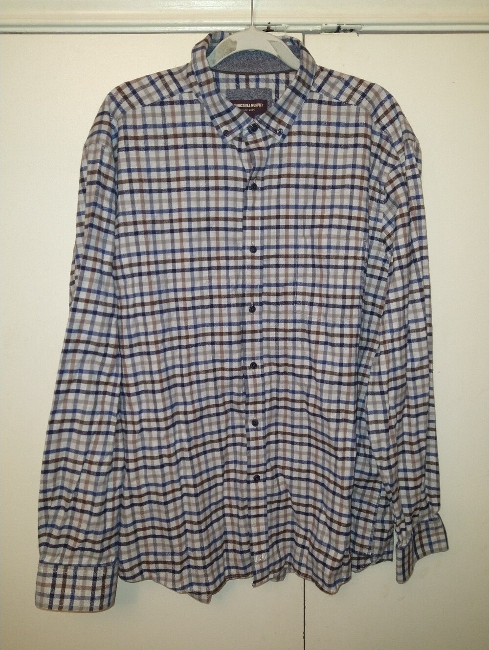 Johnston & Murphy Plaid Long Sleeve Button Down Shirt Men's sz XXL